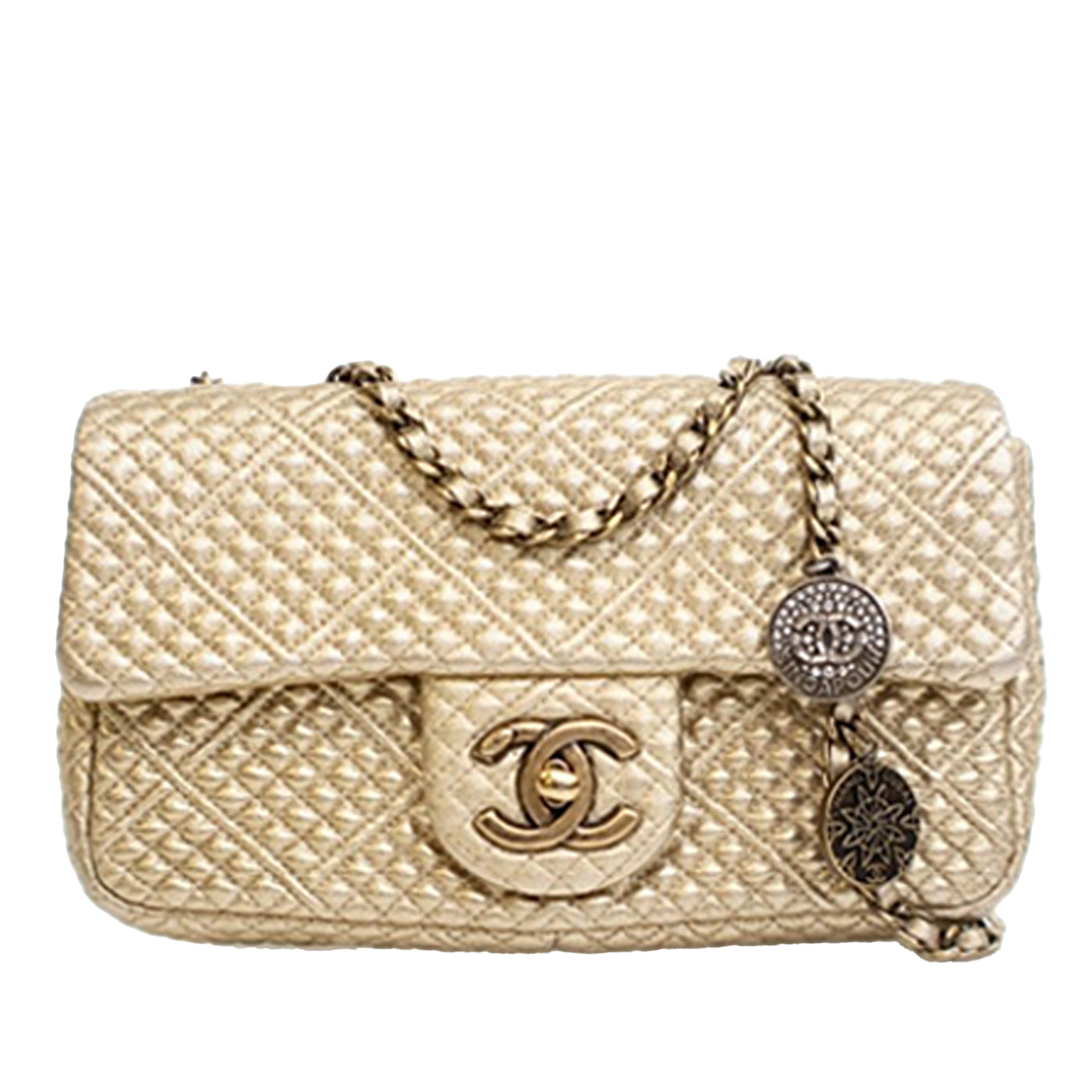 Small Micro Quilted Metallic Lambskin Coin Flap - Image 1