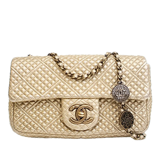 Small Micro Quilted Metallic Lambskin Coin Flap - Image 1