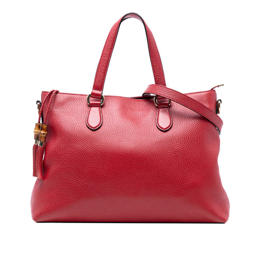 Leather Bamboo Tassel Satchel - Image 1
