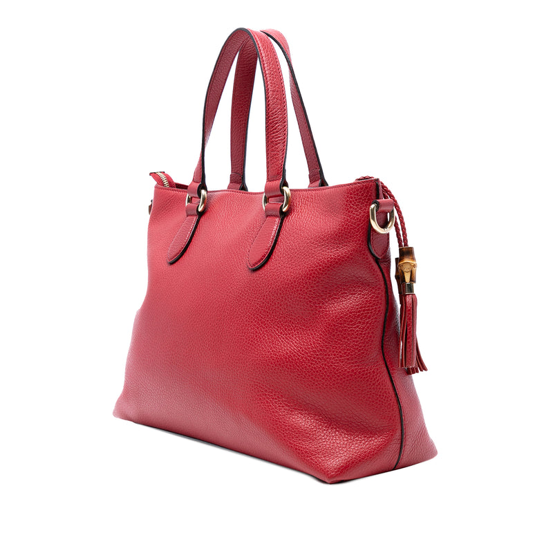 Leather Bamboo Tassel Satchel - Image 2