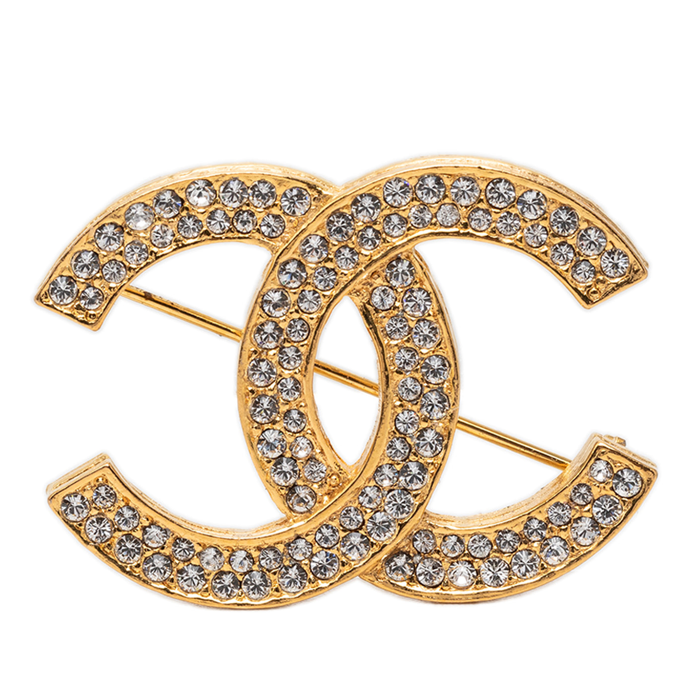 CC Gold Plated Strass Brooch - Image 1