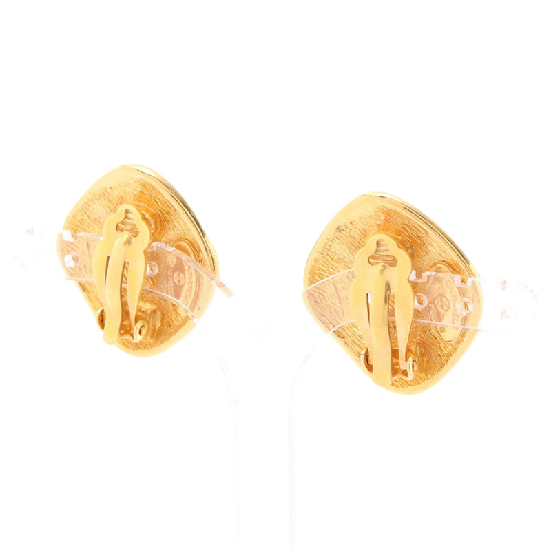Gold Plated Quilted Rhombus Clip On Earrings - Image 2