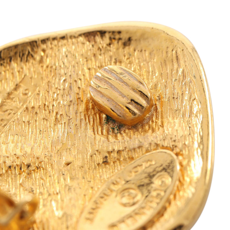 Gold Plated Quilted Rhombus Clip On Earrings - Image 5