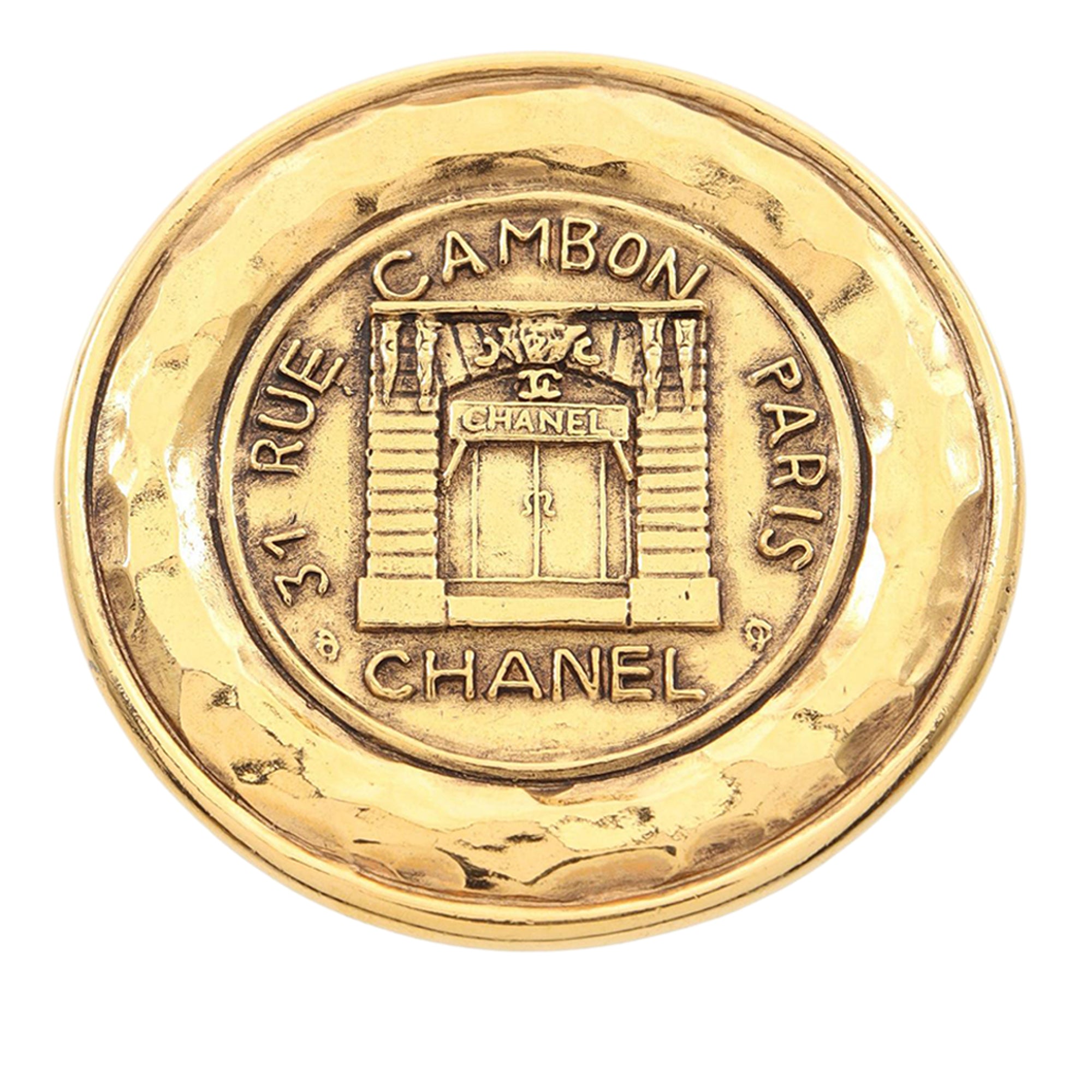 Gold Plated 31 Rue Cambon Round Brooch - Image 1