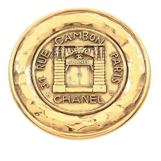Gold Plated 31 Rue Cambon Round Brooch - Image 1