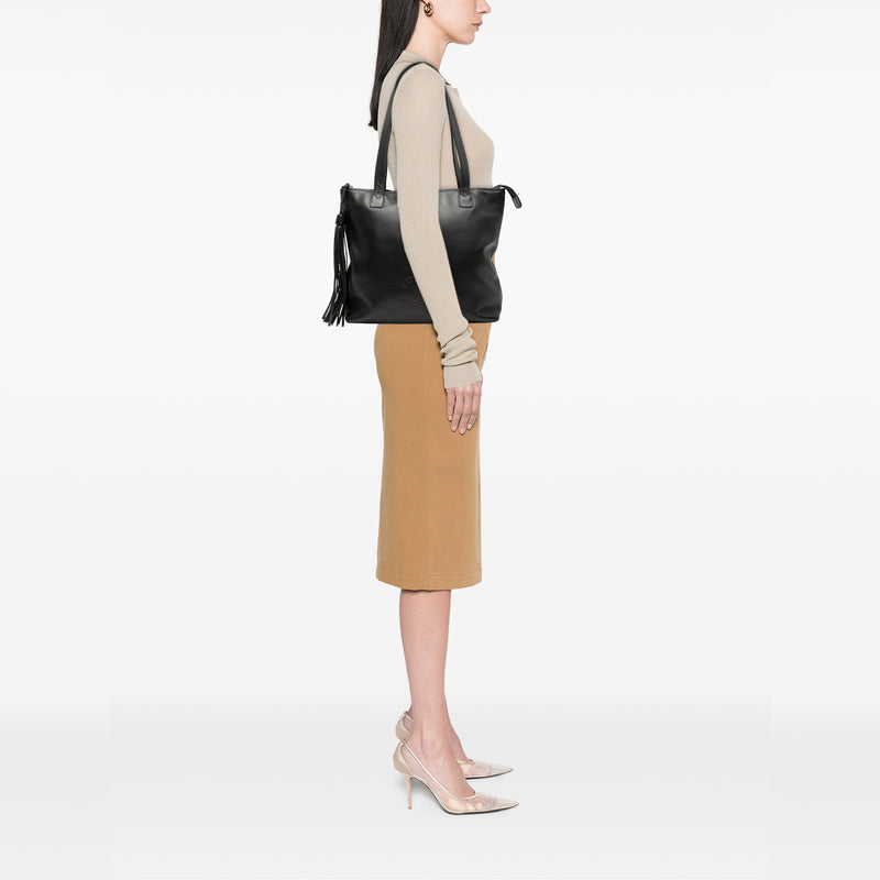 CC Lambskin Tassel Tote - Image 7