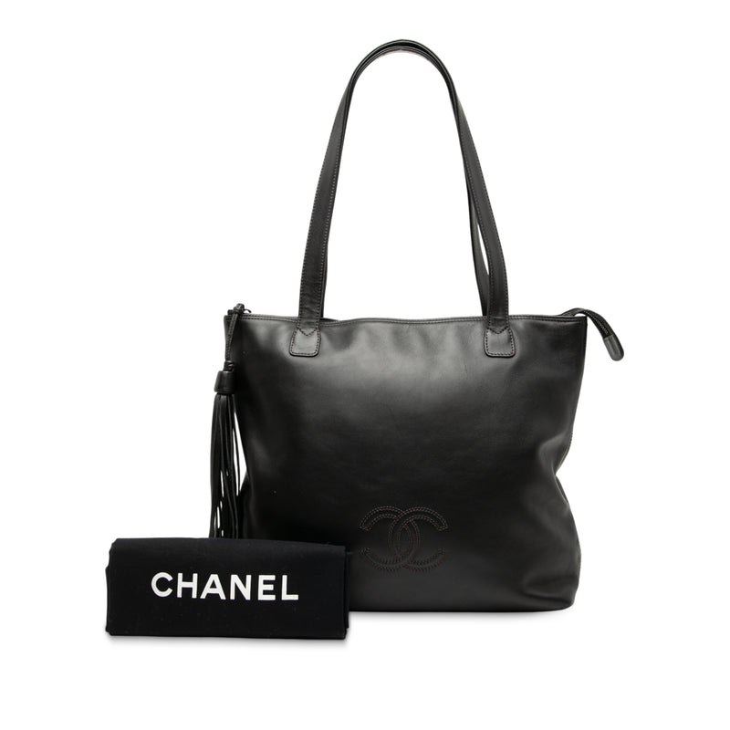 CC Lambskin Tassel Tote - Image 8
