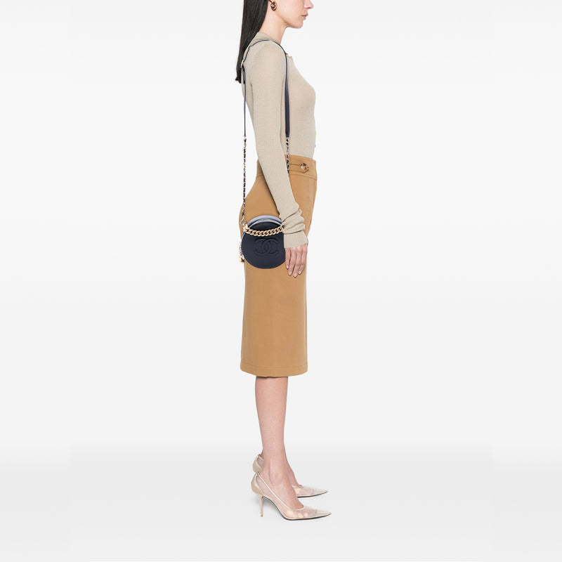 Glazed Calfskin Round As Earth Evening Bag - Image 6