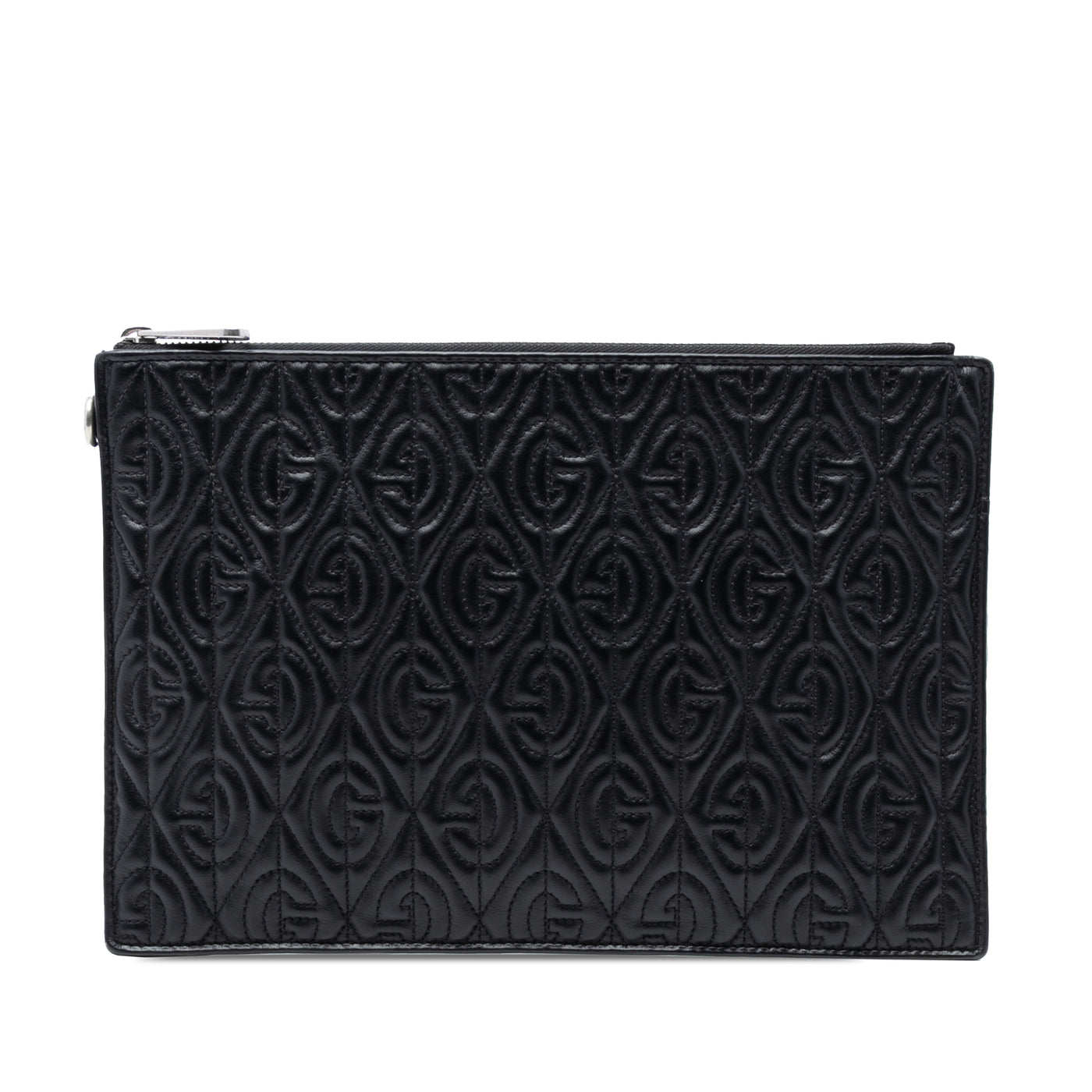 Quilted Leather G Rhombus Zip Clutch - Image 1