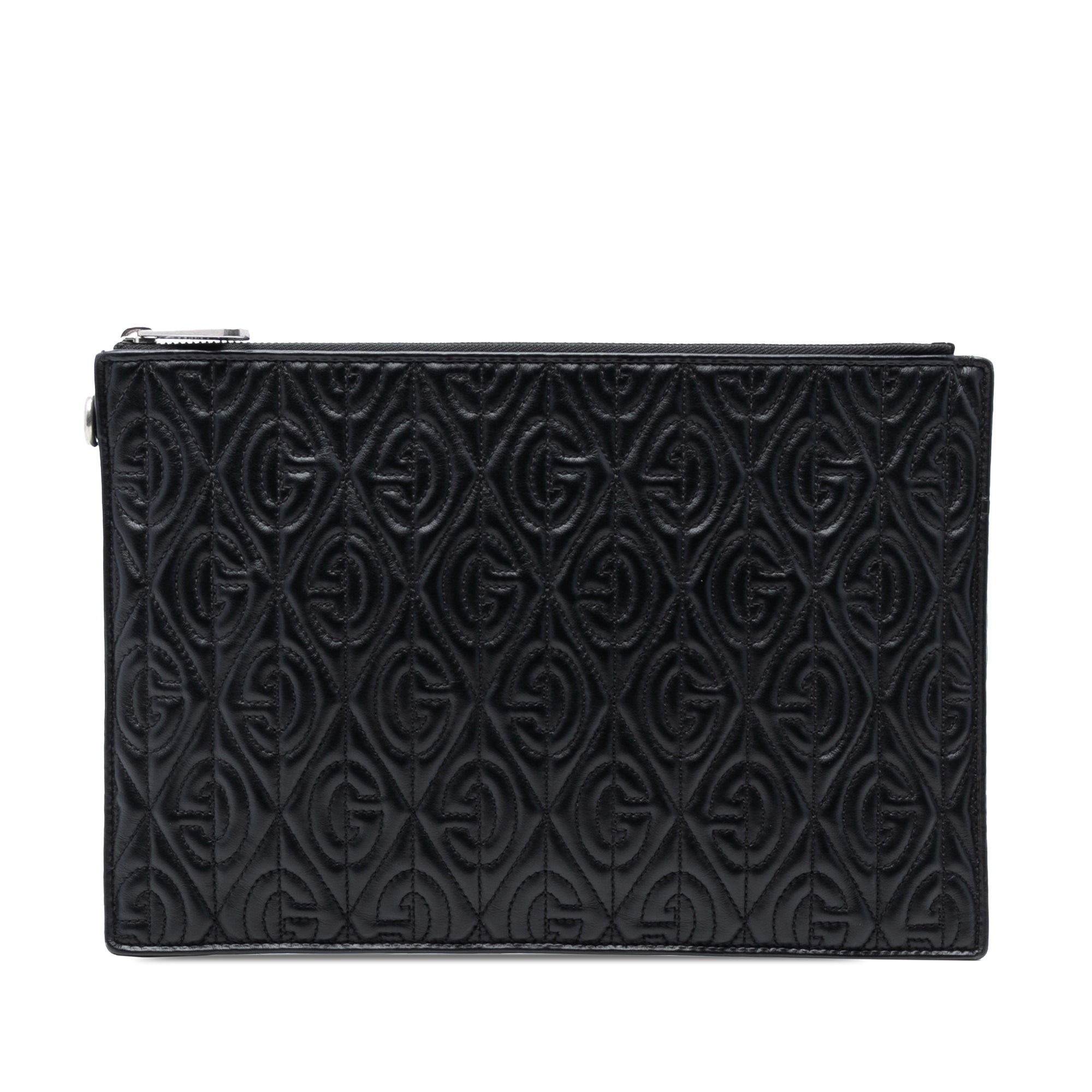 Quilted Leather G Rhombus Zip Clutch - Image 1