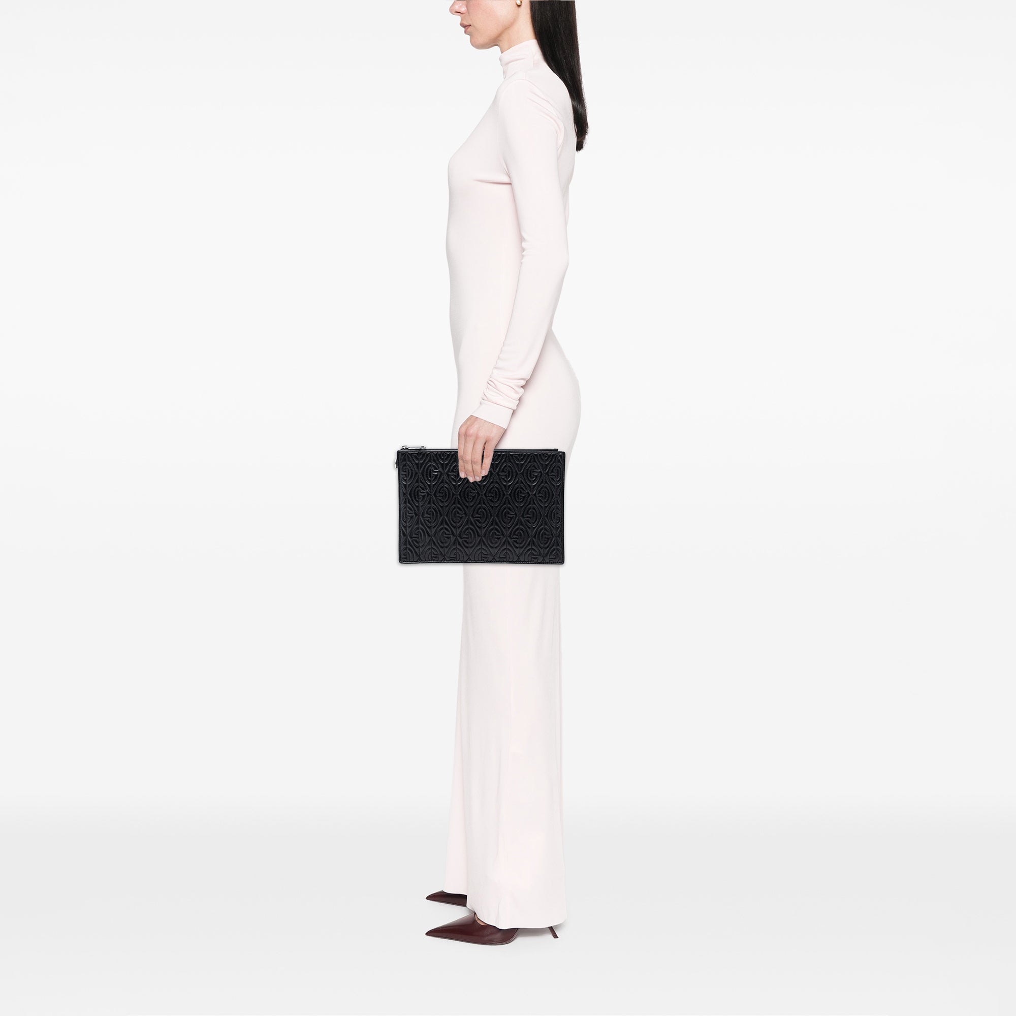 Quilted Leather G Rhombus Zip Clutch - Image 7