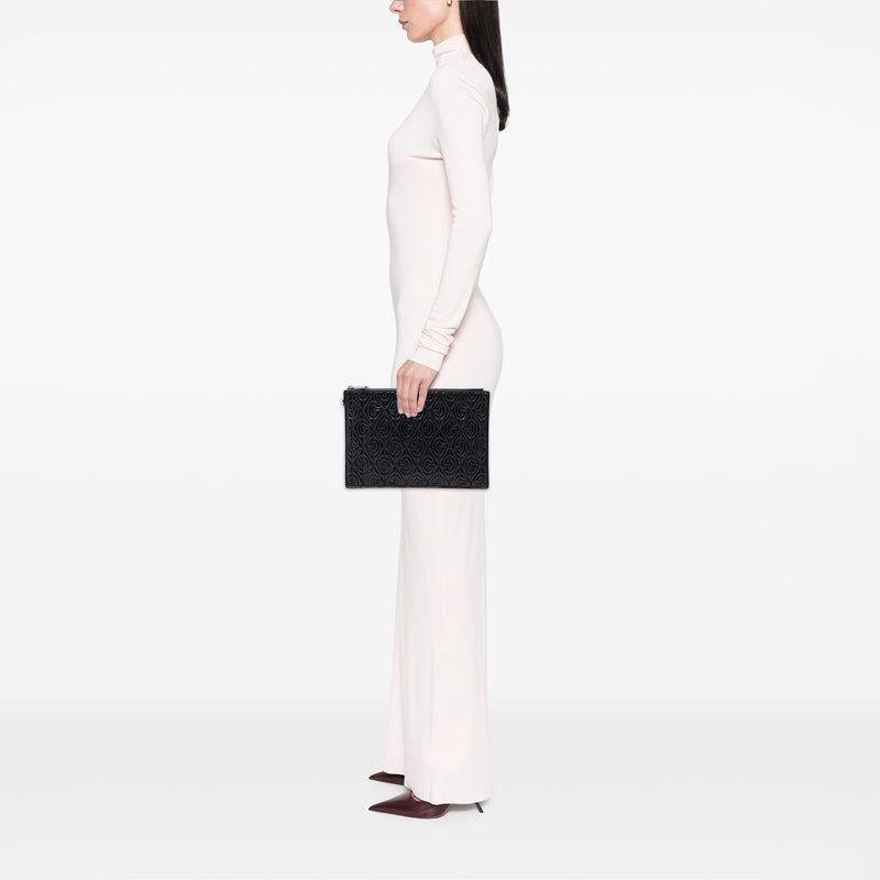 Quilted Leather G Rhombus Zip Clutch - Image 7