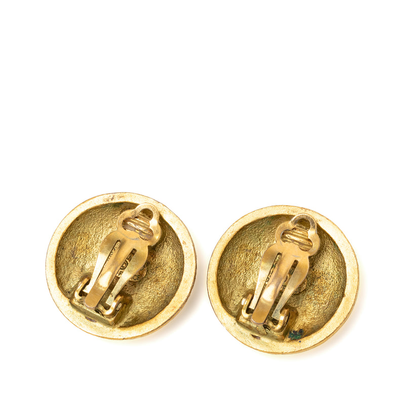 CC Gold Plated Round Clip On Earrings - Image 2