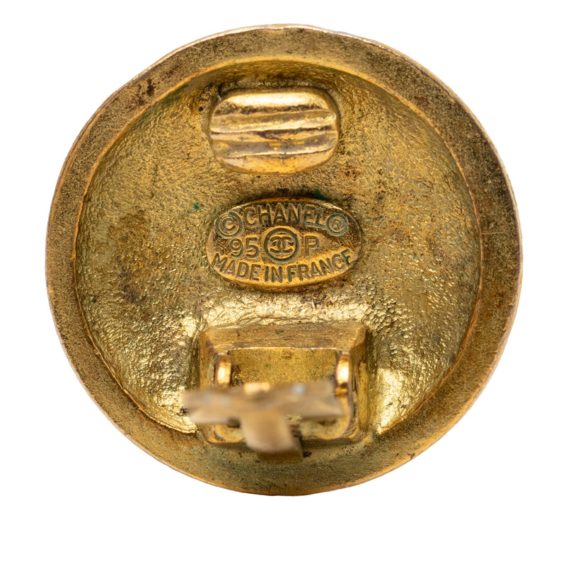CC Gold Plated Round Clip On Earrings - Image 3