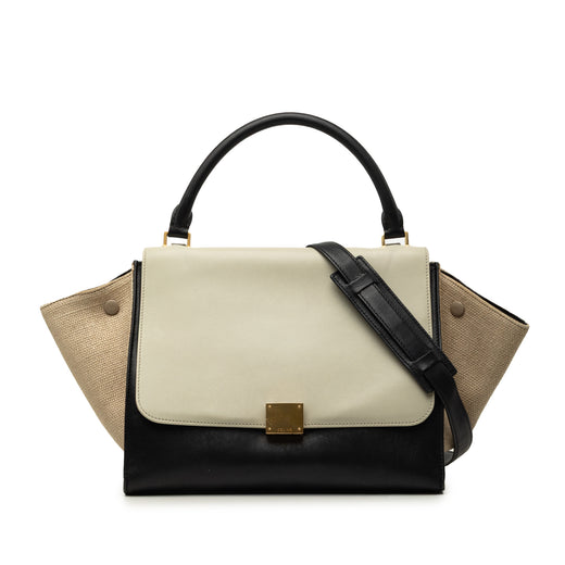 Medium Tricolor Calfskin and Canvas Trapeze Satchel - Image 1