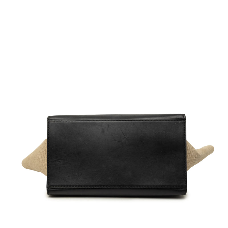 Medium Tricolor Calfskin and Canvas Trapeze Satchel - Image 3