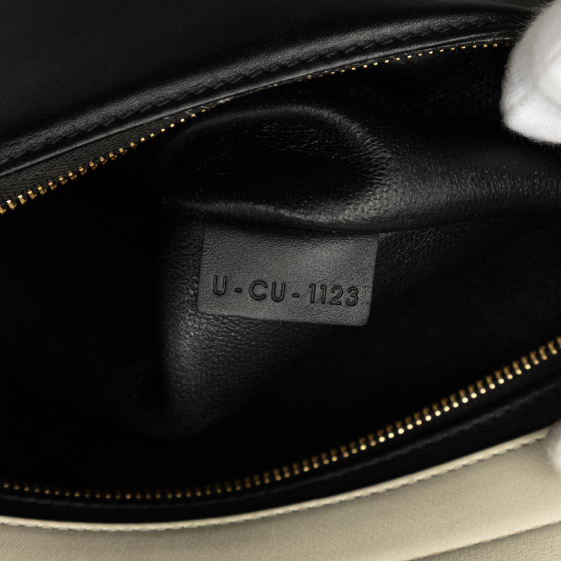 Medium Tricolor Calfskin and Canvas Trapeze Satchel - Image 6