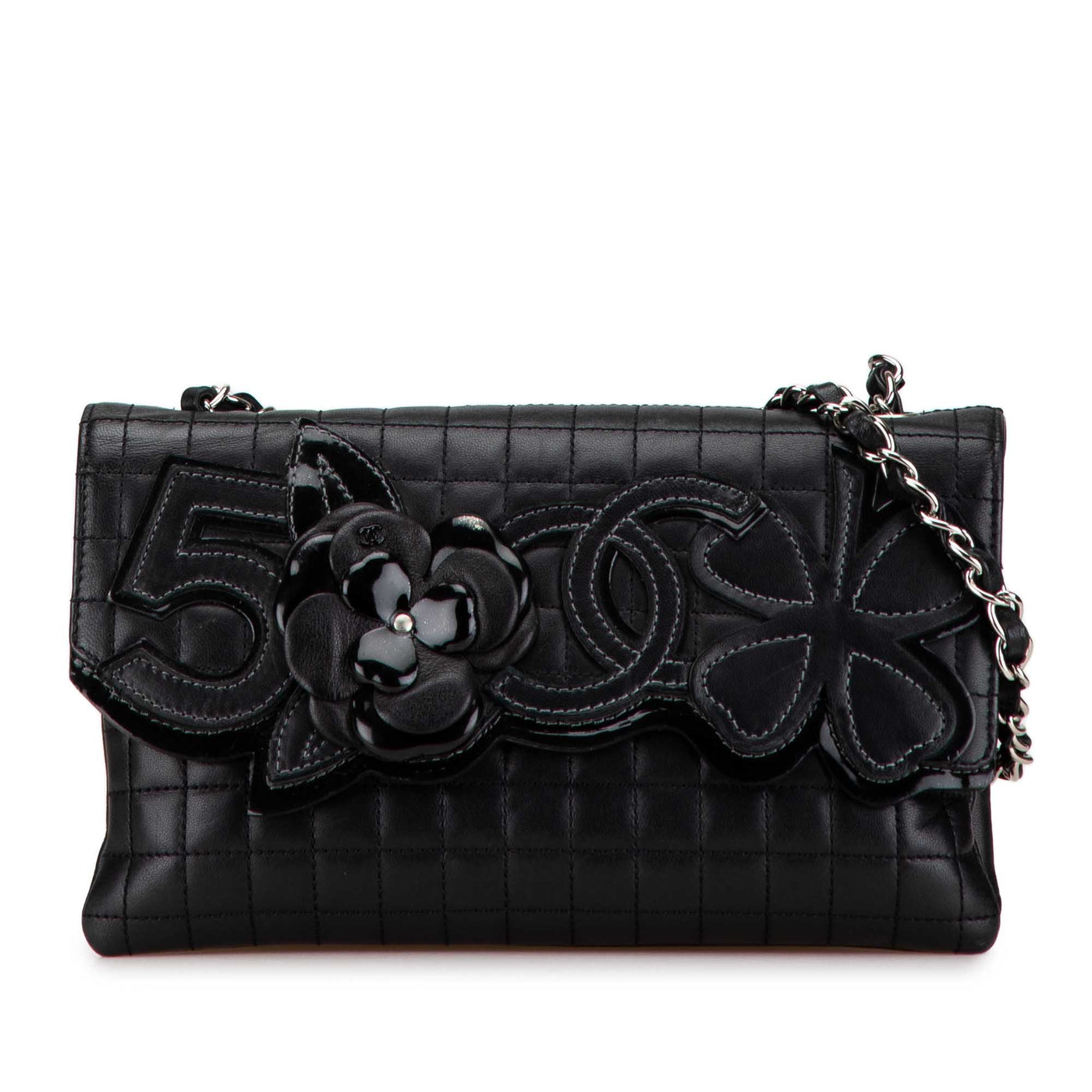 Choco Bar Calfskin Camellia No. 5 CC Shoulder Bag - Image 1