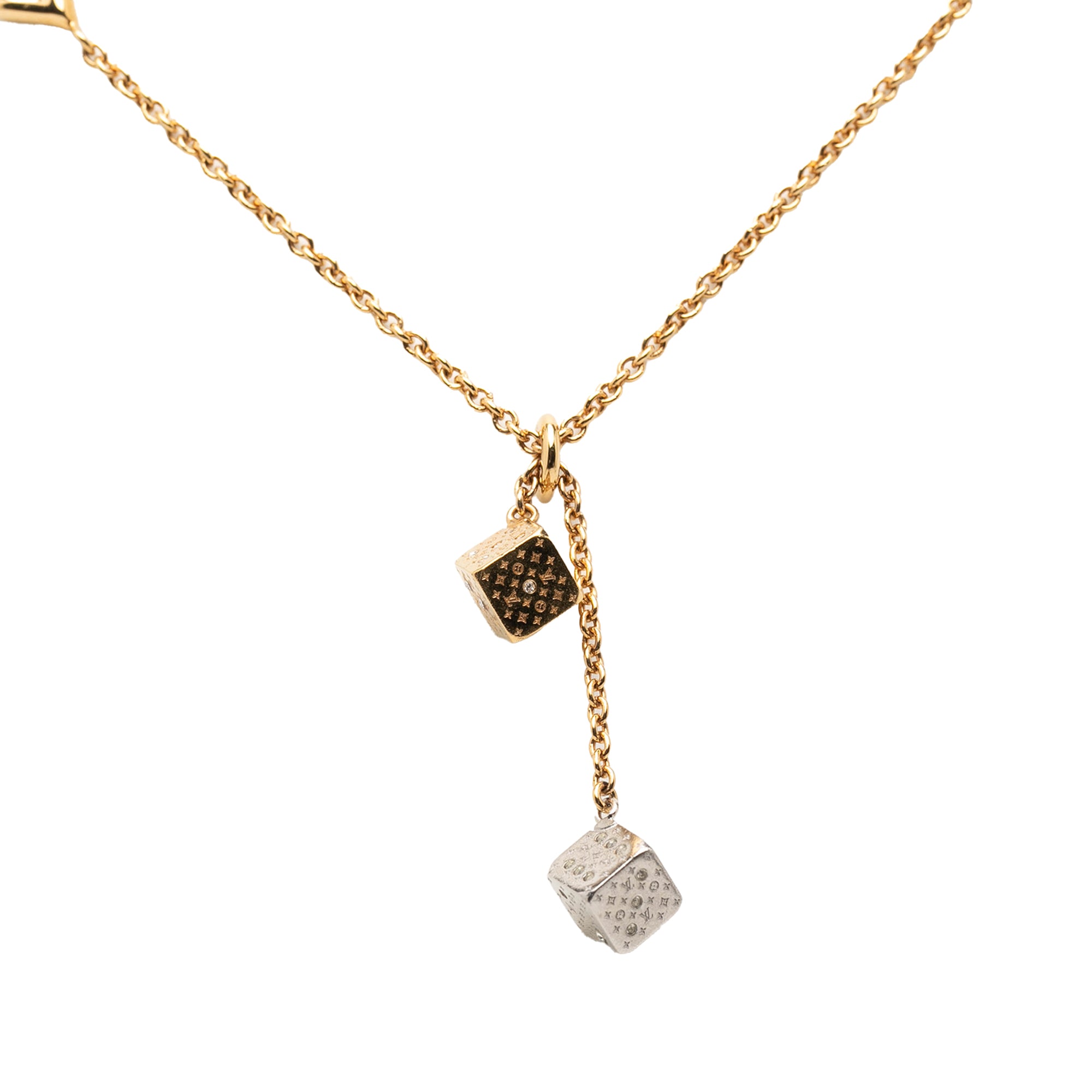 Gold Plated and Silver Plated Crystal Luckygram Game On Dice Pendant Necklace - Image 1