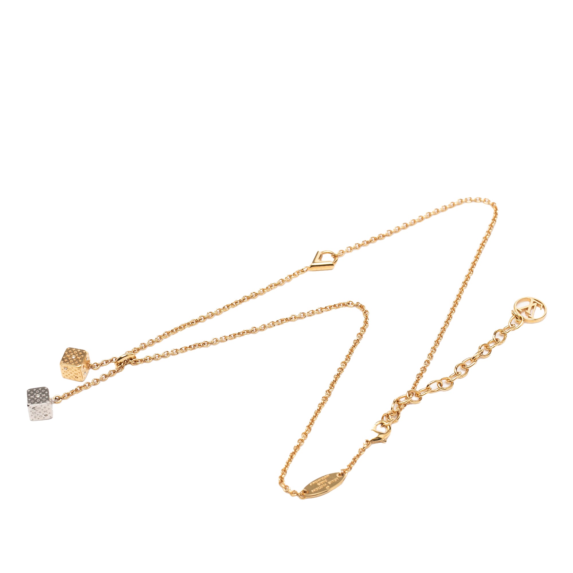 Gold Plated and Silver Plated Crystal Luckygram Game On Dice Pendant Necklace - Image 6