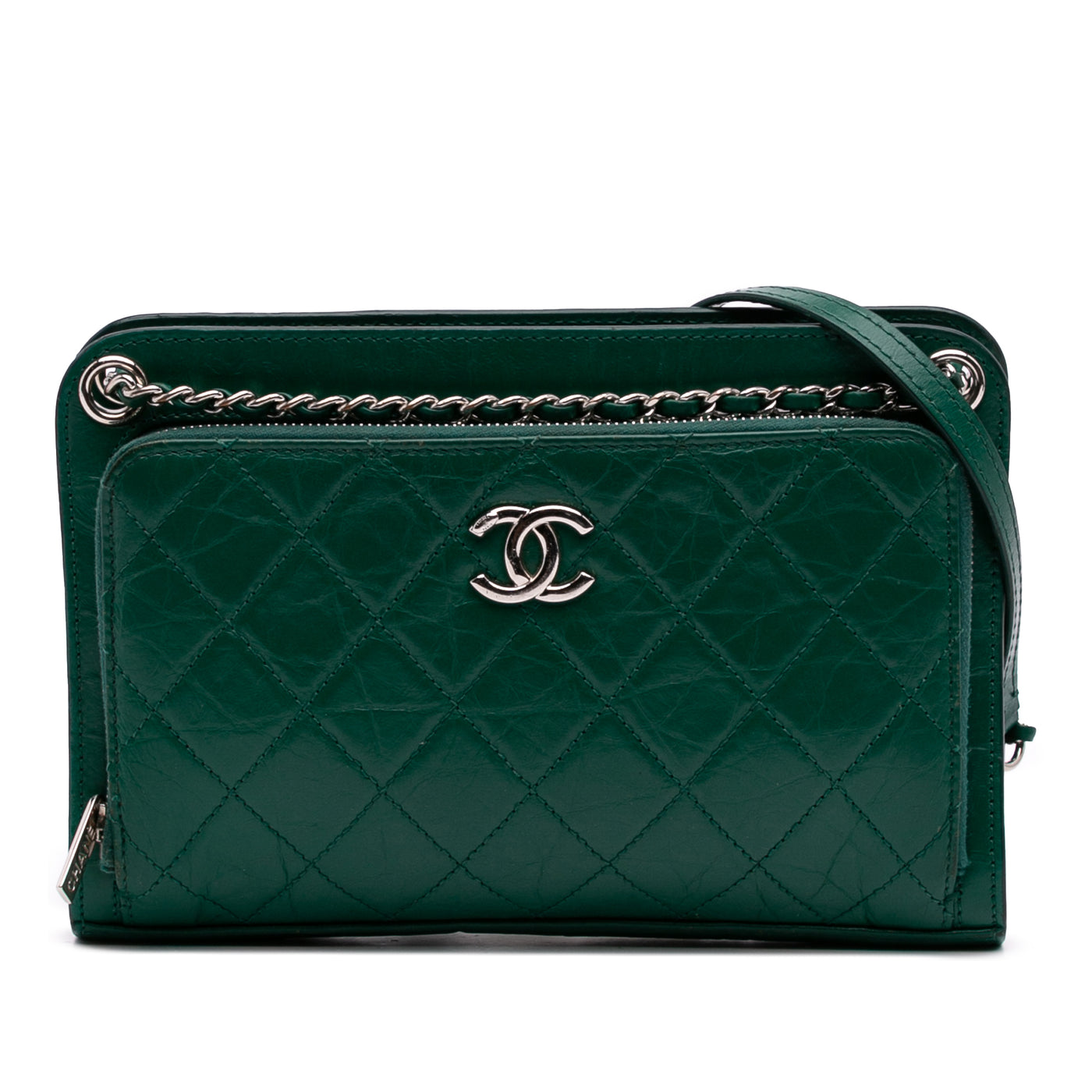 CC Quilted Crinkled Calfskin Front Pocket Crossbody - Image 1