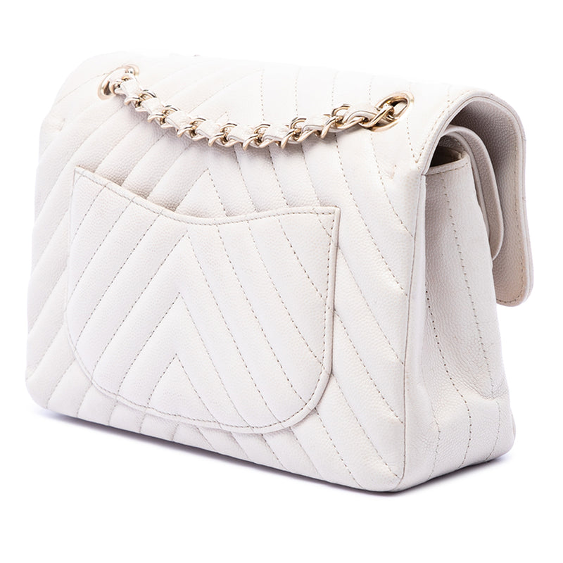 Small Classic Chevron Caviar Double Flap - Image 2