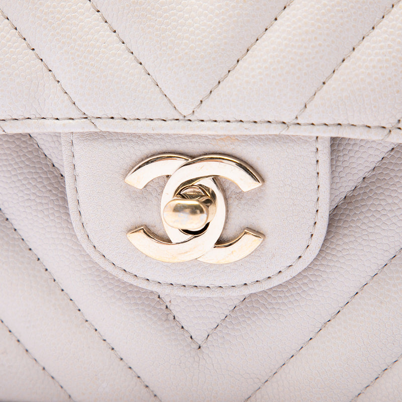 Small Classic Chevron Caviar Double Flap - Image 5