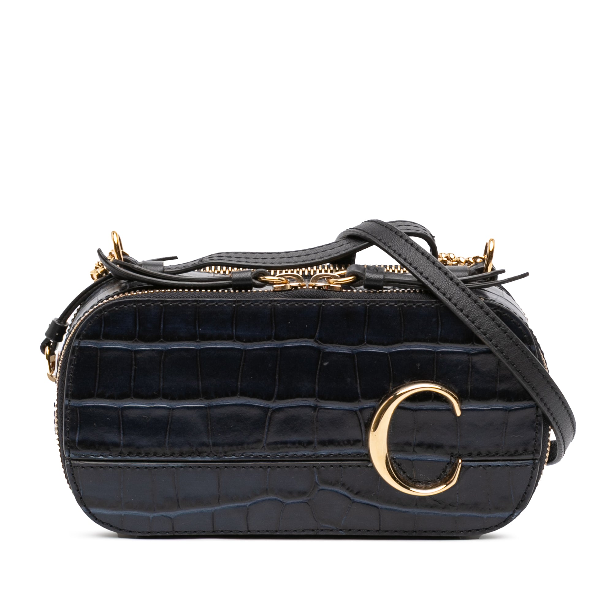 Mini Croc Embossed Leather C Vanity Bag - Image 1