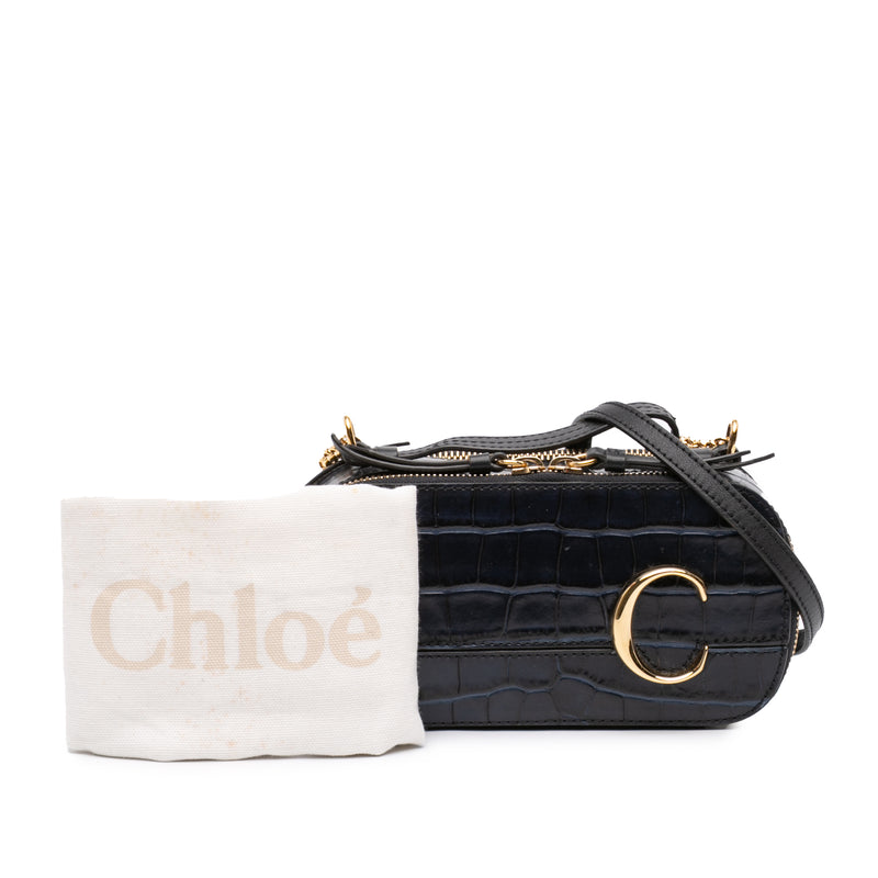 Mini Croc Embossed Leather C Vanity Bag - Image 12