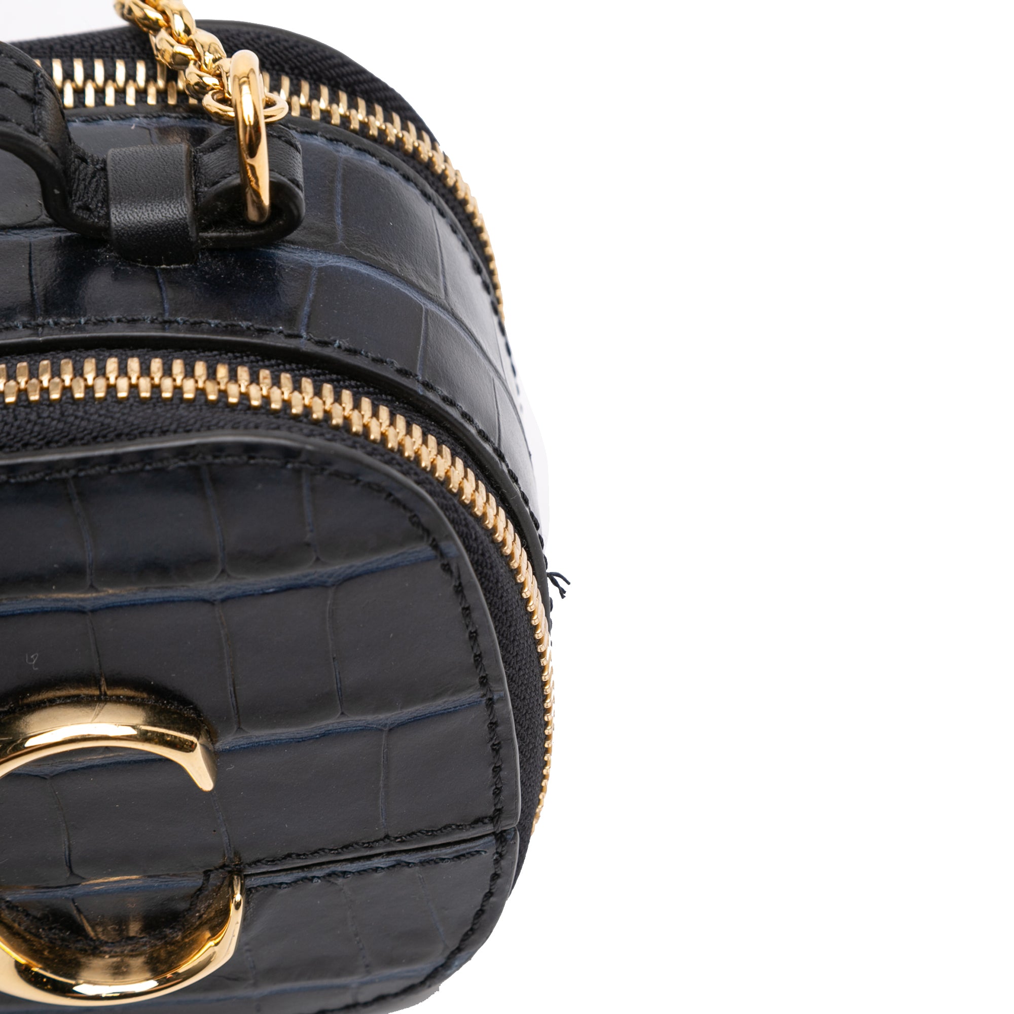 Mini Croc Embossed Leather C Vanity Bag - Image 8