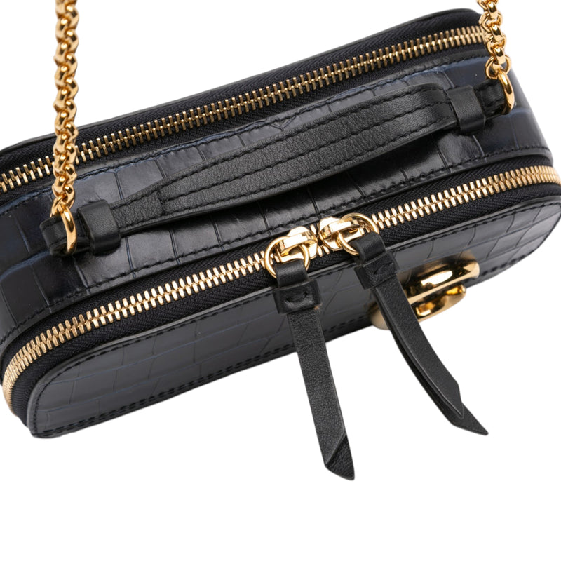 Mini Croc Embossed Leather C Vanity Bag - Image 9