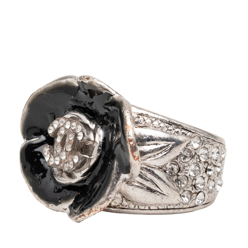 CC Brass and Strass Enamel Camellia Ring - Image 2