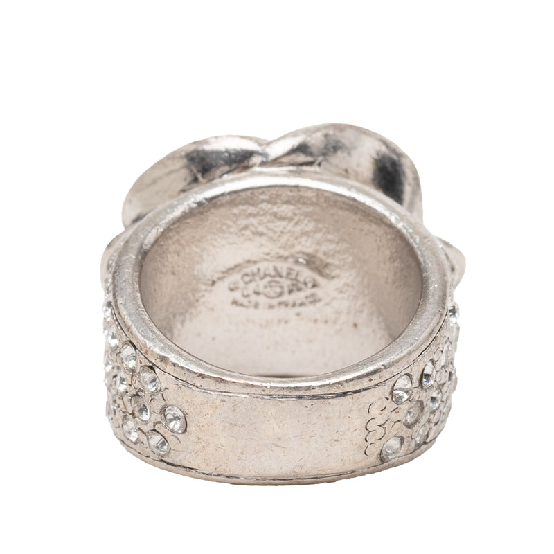 CC Brass and Strass Enamel Camellia Ring - Image 3