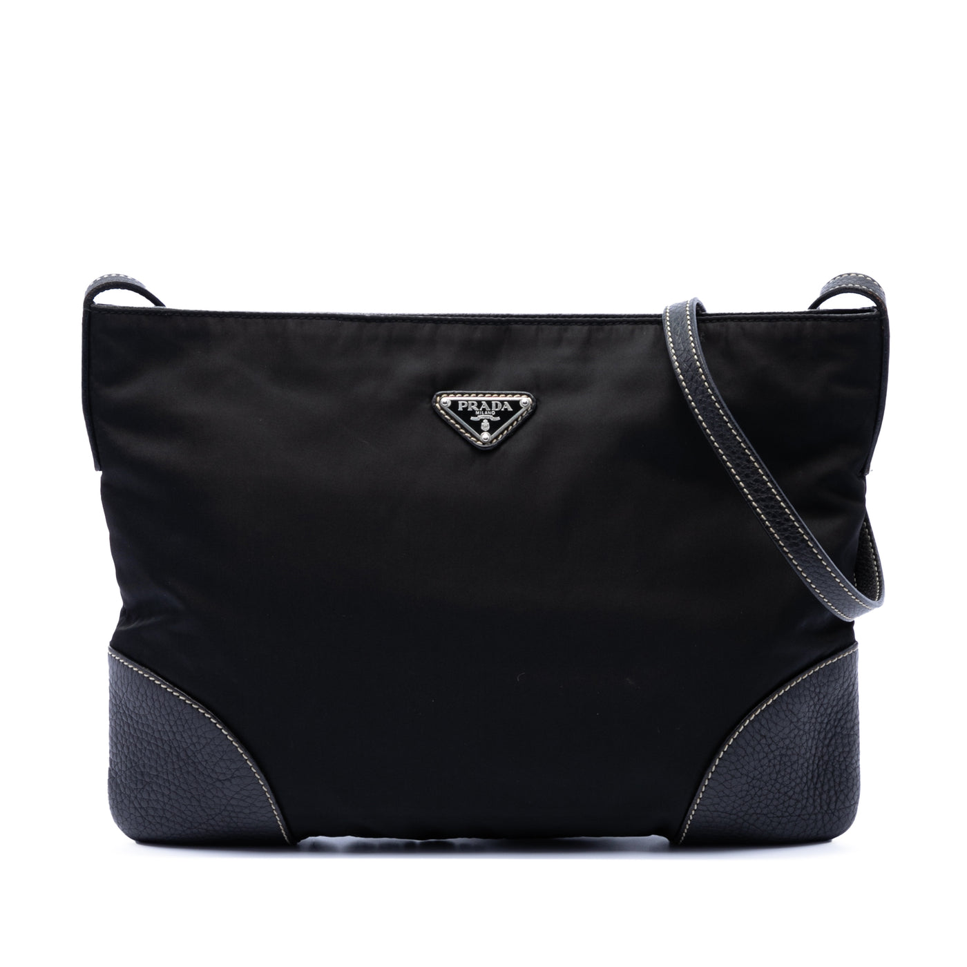 Vitello Daino Trimmed Tessuto Zip Top Crossbody - Image 1