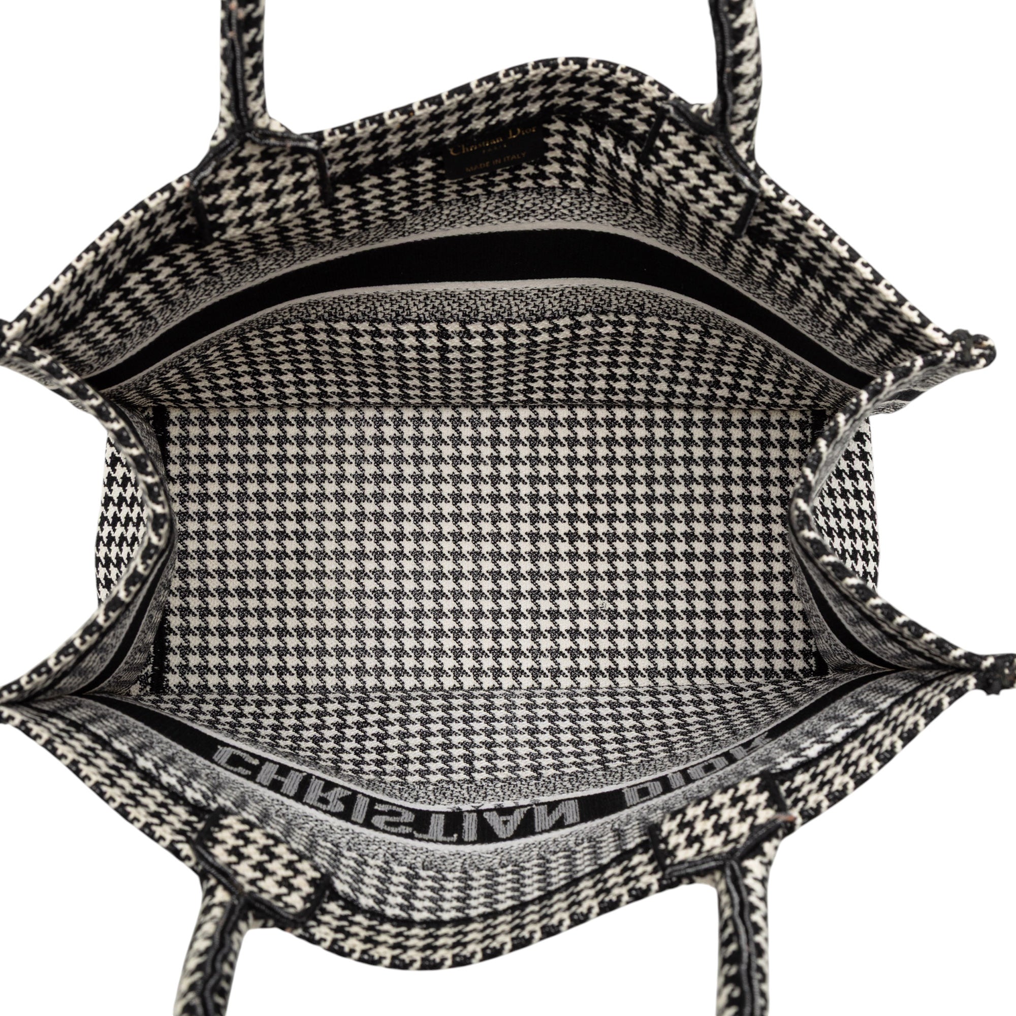 Medium Canvas Houndstooth Embroidered Book Tote - Image 4