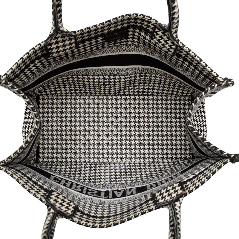 Medium Canvas Houndstooth Embroidered Book Tote - Image 4