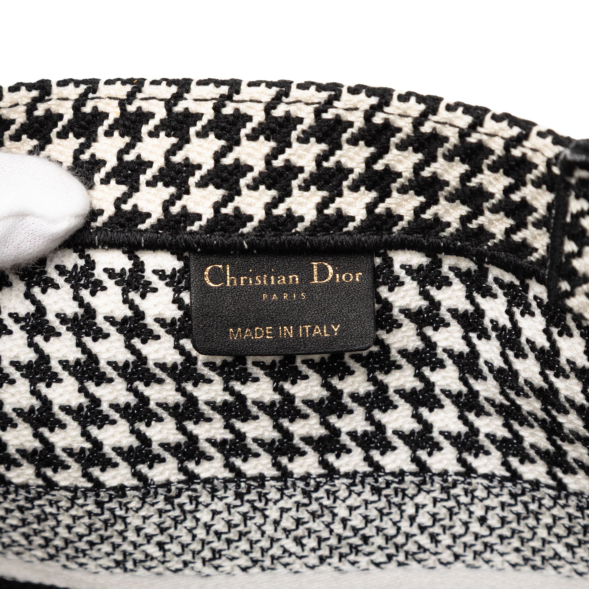 Medium Canvas Houndstooth Embroidered Book Tote - Image 5