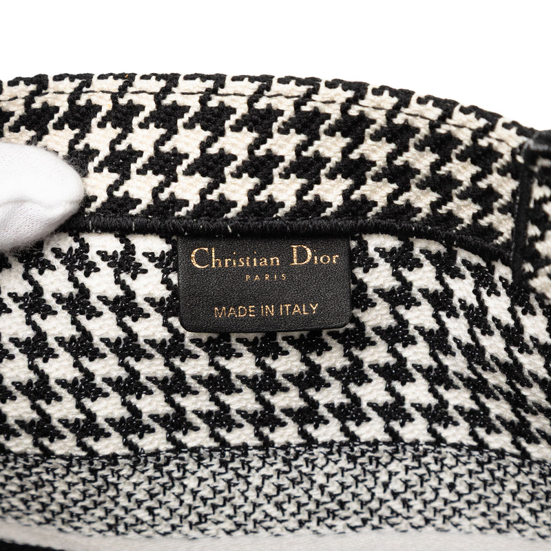 Medium Canvas Houndstooth Embroidered Book Tote - Image 5