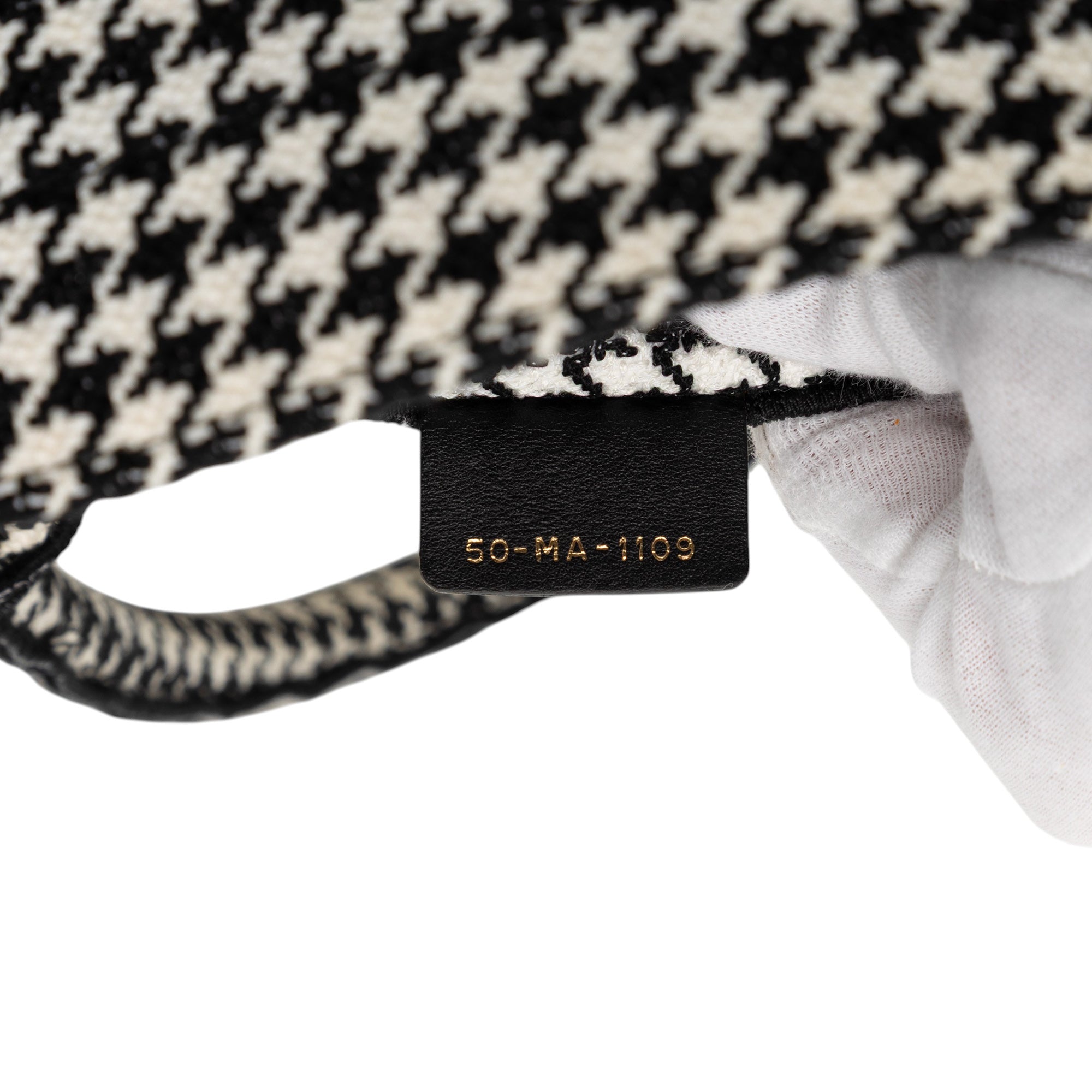 Medium Canvas Houndstooth Embroidered Book Tote - Image 6