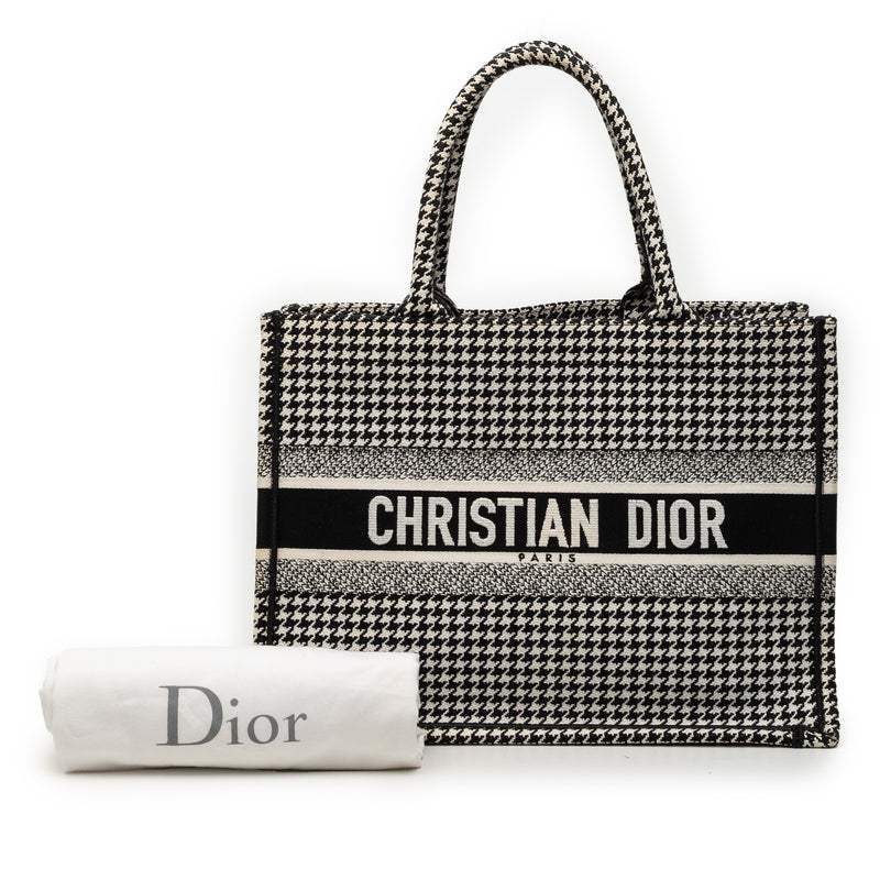 Medium Canvas Houndstooth Embroidered Book Tote - Image 8