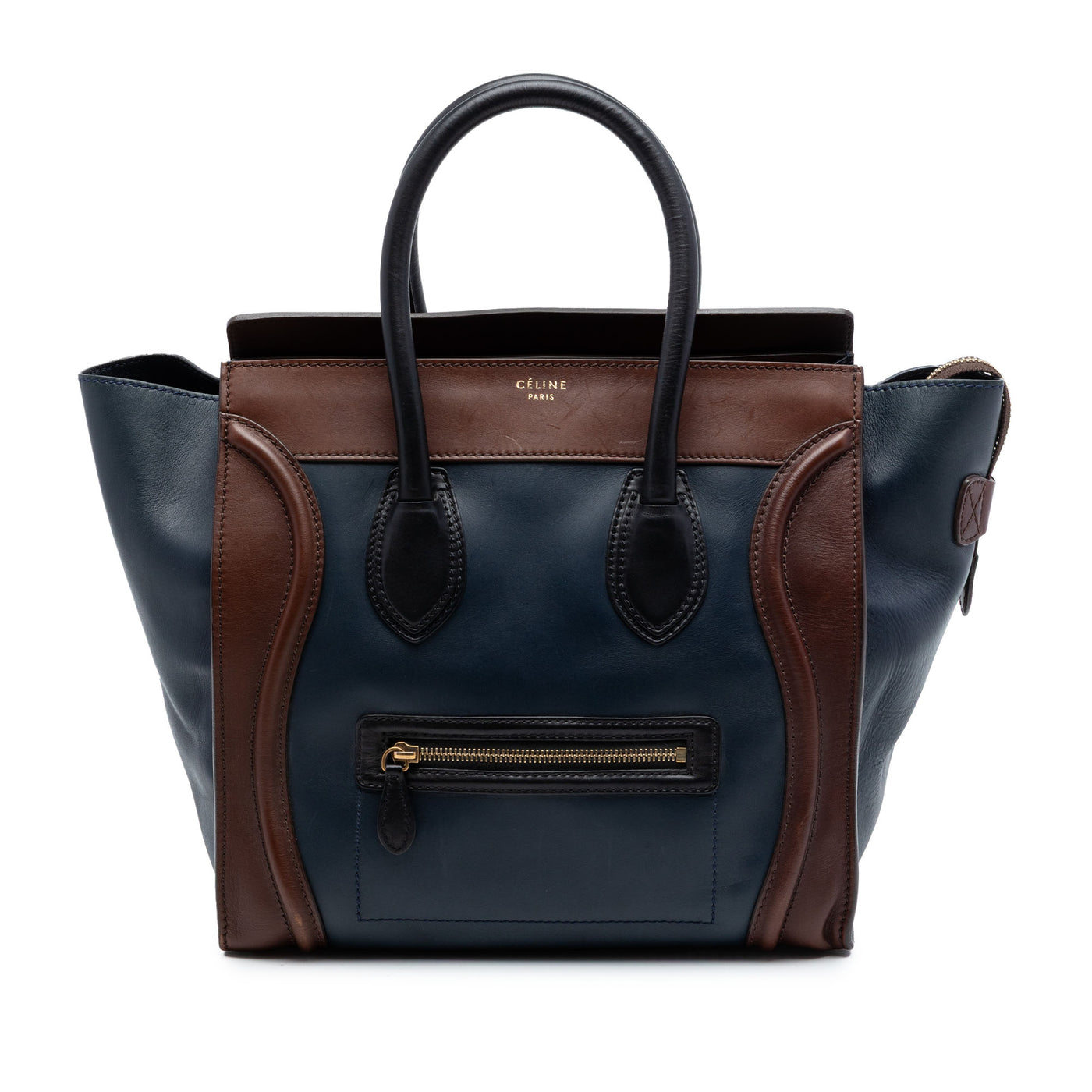 Mini Tricolor Leather Luggage Tote - Image 1