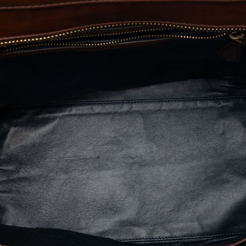 Mini Tricolor Leather Luggage Tote - Image 4
