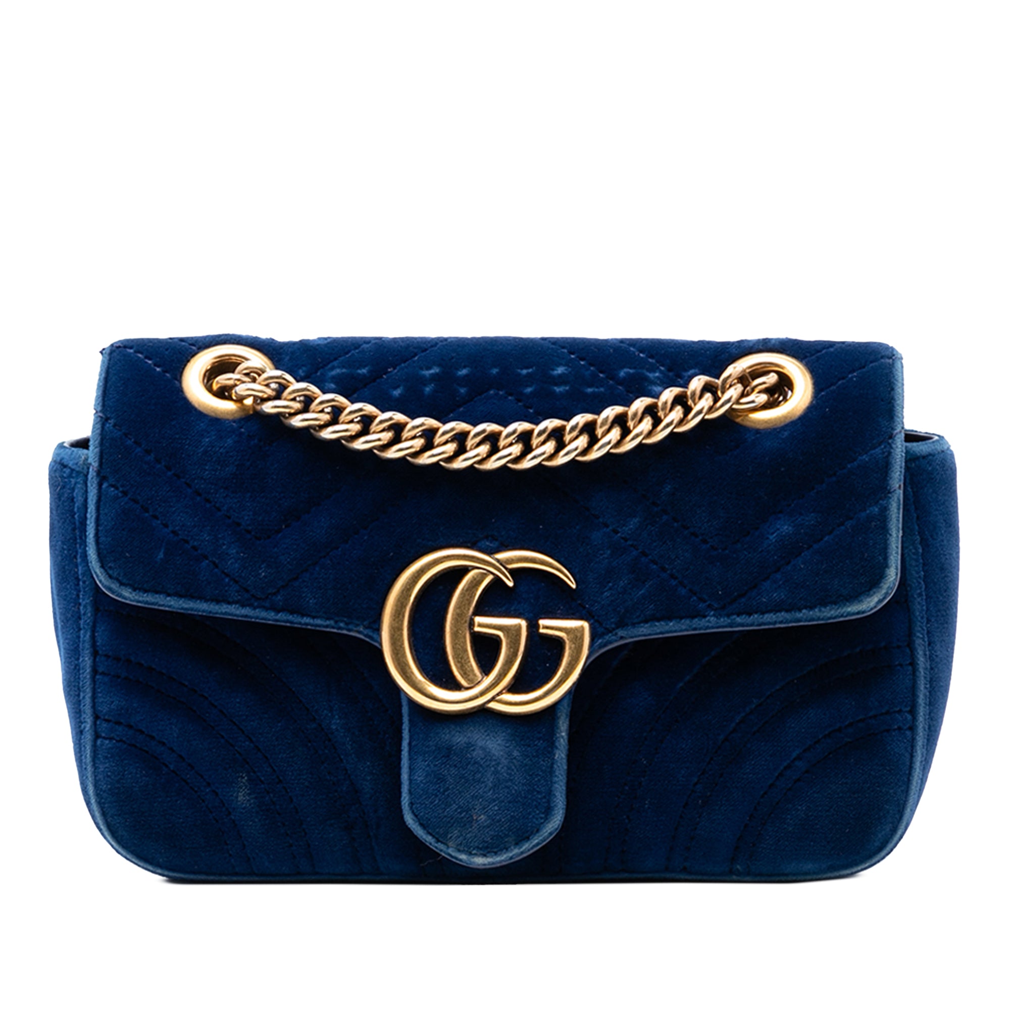 Small GG Marmont Matelasse Velvet Shoulder Bag - Image 1