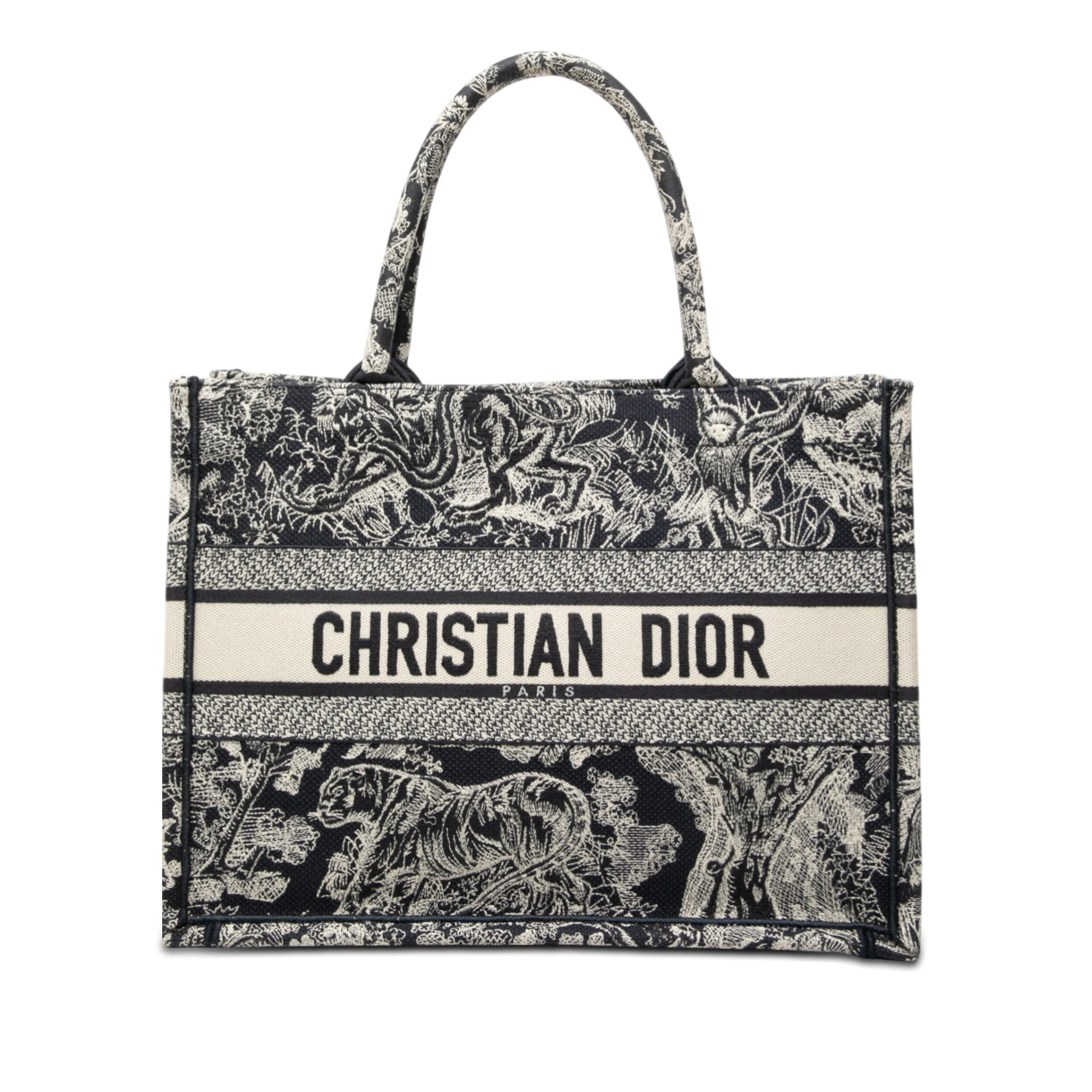 Medium Canvas Embroidered Reverse Dioriviera Toile De Jouy Book Tote - Image 1