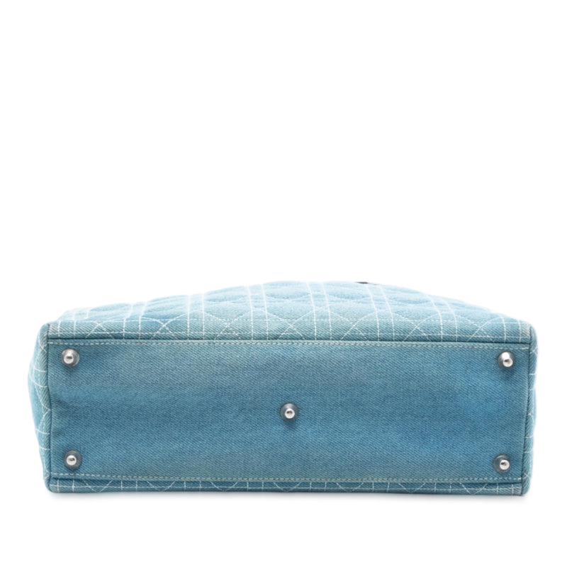 Large Denim Cannage Acrylic Handles Lady Dior - Image 3