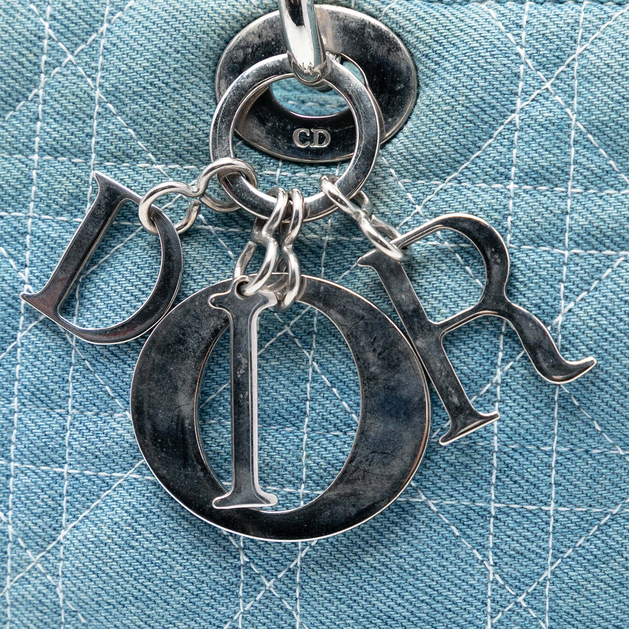 Large Denim Cannage Acrylic Handles Lady Dior - Image 6