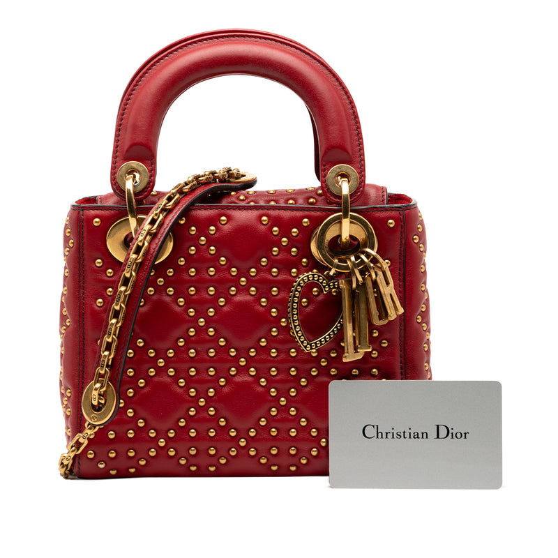 Mini Lambskin Cannage Studded Supple Lady Dior - Image 8