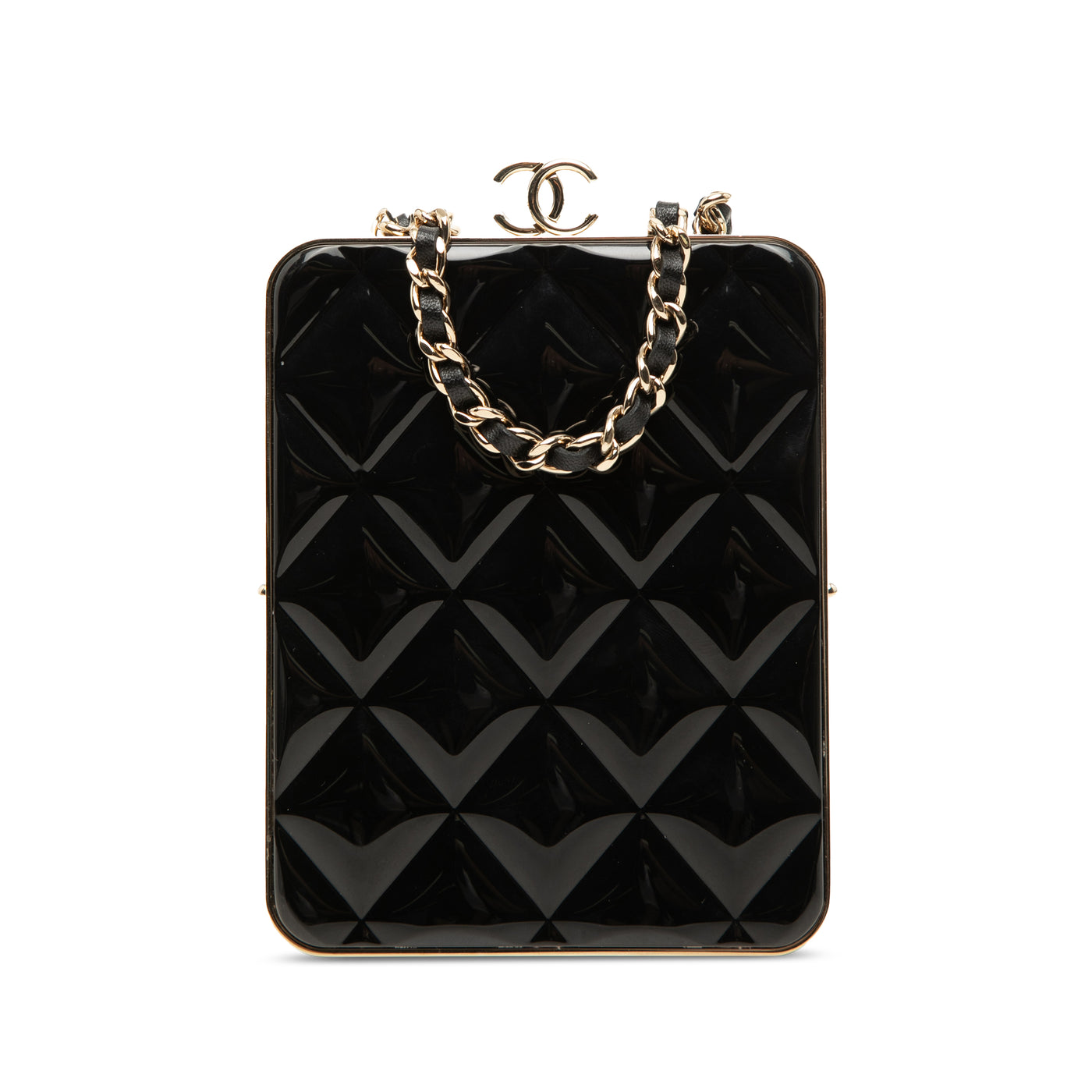 CC Quilted Acrylic and Lambskin Evening Clutch With Chain - Image 1