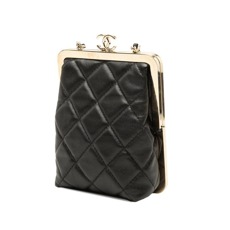 CC Quilted Acrylic and Lambskin Evening Clutch With Chain - Image 2
