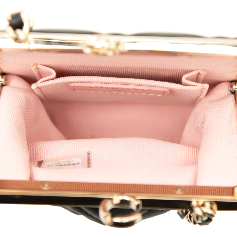 CC Quilted Acrylic and Lambskin Evening Clutch With Chain - Image 4